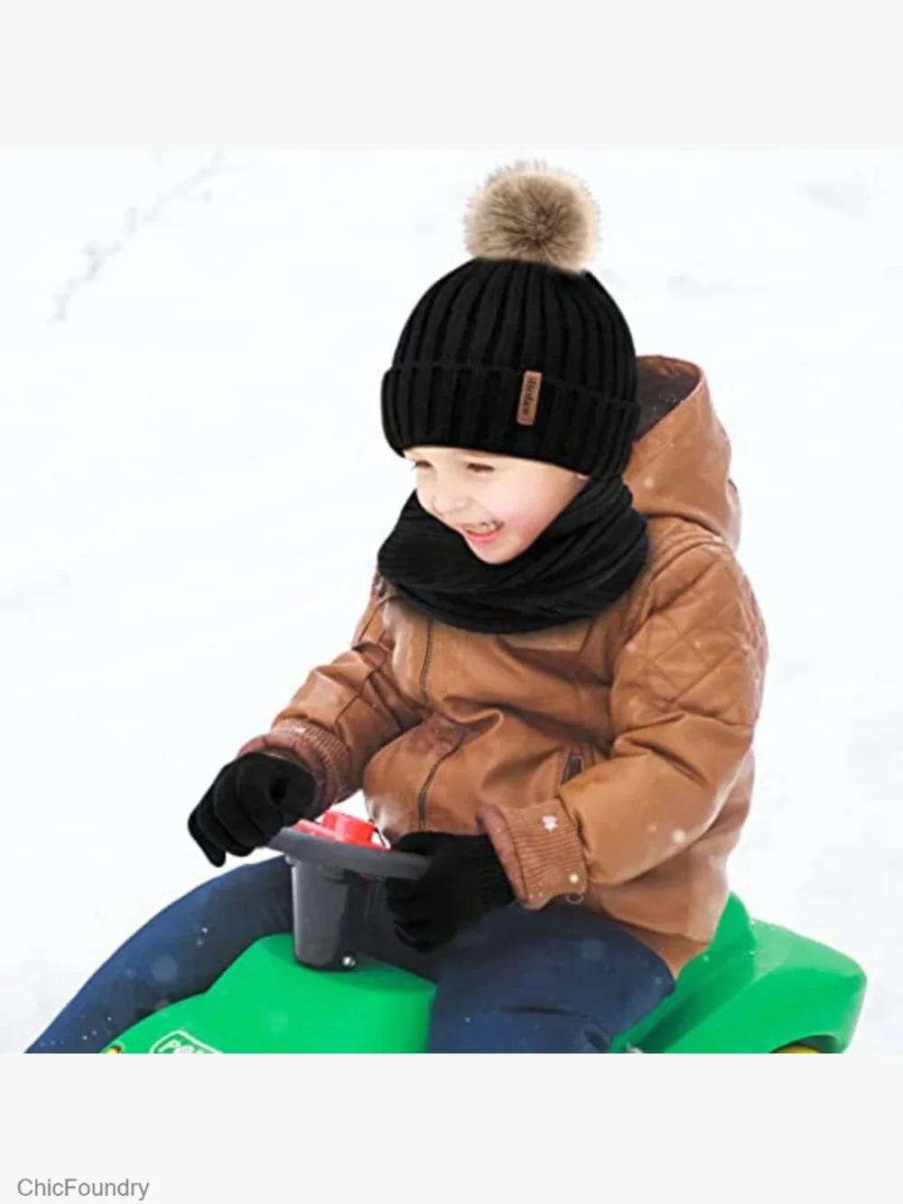 Kids Winter Hat Gloves Scarf Set with Touchscreen Mittens